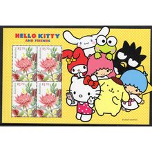 HELLO KITTY AND FRIENDS, WILDFLOWERS STAMPS WITH FRIENDS, MNH MINIATURE SHEET.