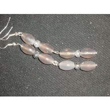 Smokey quartz & silvered clear crystal glass long swing earrings NEW