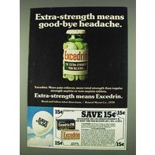 1978 Excedrin Extra-Strength pain reliever Ad