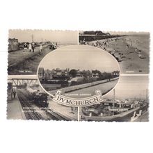 multiview, DYMCHURCH, KENT used vintage postcard by Shoesmith RP 1956 pm =