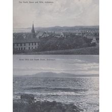 Ardrossan North Shore Rough Sea Aerial 2x Antique Scottish Postcard s