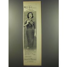 1956 De Pinna Dress Ad - A Bow to Fall Femininity