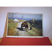 DONKEY CART, GALWAY BAY, BALLYVAUGHAN, Co CLARE, IRELAND used postcard 1952 pm =