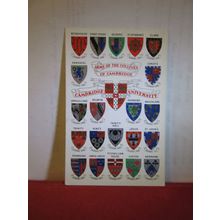 ARMS OF THE UNIVERSITY COLLEGES, CAMBRIDGE unused postcard A. Savage of Oxford =