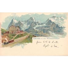 Gruss Aus Wengernalp Railway Switzerland Rare Antique Postcard