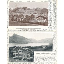 Pension Edelweiss Aeschi Switzerland Rare Antique 2x Postcard