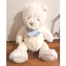 Marks & Spencer WITH LOVE WHITE Teddy BEAR WITH A Blue BIB COMFORTER TOY m&s