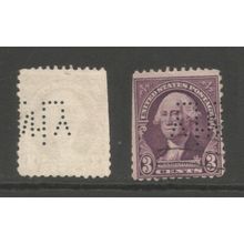 USA 3c Washington, used perfin