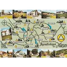 Jugendherbergen Des Harzes German Map Karte Postcard