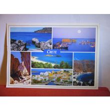 multiview, CRETE, GREECE used postcard. 1990s? #