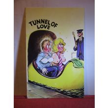 SAUCY SEASIDE POSTCARD 1976 pm BAMFORTH & CO. no 309 black triangle tunnel/lov #