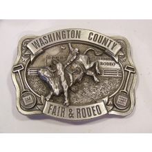1986 WASHINGTON COUNTY FAIR & RODEO BELT BUCKLE OREGON 25TH ANNIV POWER RENTS GM