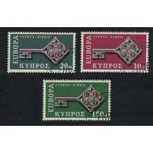 Cyprus Key with CEPT in handle Europa 3v 1968 CTO SG#319-321