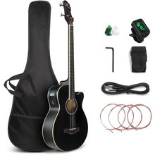 GLARRY Full Size Acoustic Electric Bass Guitar Beginner Kit, Cutaway 4 Strings E