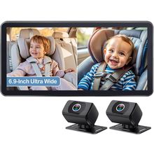 2-Kids Baby Car Camera for Seat: 6.9 Inch Ultrawide Display with Two Cameras Rea