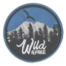 Wilderness Outdoors WILD & FREE Embroidered Iron or Sew On Patch ~ UK-POST FREE