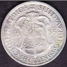 1935 South Africa 1 Florin (2 Shillings) Silver Coin