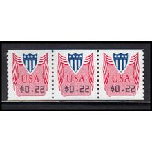 CVP33 22c Shield Very Fine MNH Strip of 3 PA5314