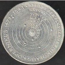 1973 J Germany 5 Mark Silver Coin 500th Ann Birth Nicholas Copernicus