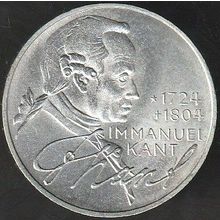 1974 D Germany 5 Mark Silver Coin 250th Ann Birth Immanuel Kant