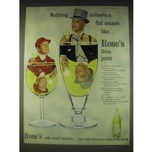 1962 Rose's Lime Juice Cordial Ad - Nothing enlivens a flat season like..