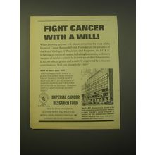 1965 Imperial Cancer Research Fund Ad - Fight cancer with a will