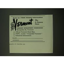 1955 Vermont Development Commission Ad - Write for free helpful information