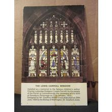 LEWIS CARROLL CHURCH WINDOW, DARESBURY, CHESHIRE unused postcard by Dennis =