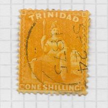 TRINIDAD 1863 ONE SHILLING 1/- CHROME YELLOW SG74 USED SON DATED & TOBAGO