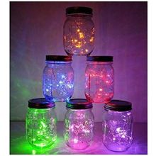 6 Pack Mason Jar Lights, 20 LED Solar Multi-Colored Fairy String Lights Lids Ins