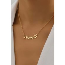Gold mama Heart Pendant Chain Necklace