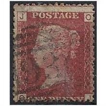 1858 SG43 1d Red Plate 104 Fine Used Check Letters "OJ".