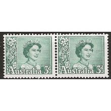 Australia 1959 SG311a 3d Blue-Green Coil Pair Light Mounted Mint .