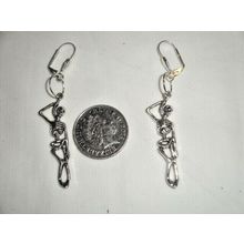 Hanging skeleton alloy dangle leverback earrings scary horror goth