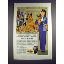 1944 General Tire Ad w/ Great Dane Dog & Pups