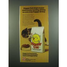 1984 Purina Happy Cat Food Ad - Stays Moist and Meaty