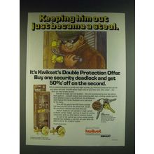 1985 Kwikset Security Deadlock Ad - Keeping him out just became a steal