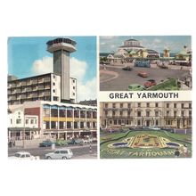 GREAT YARMOUTH, NORFOLK multiview used vintage postcard 1977 postmark =