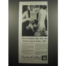 1933 Sanka Coffee Ad - Clever hostess tells why she always serves Sanka Coffee