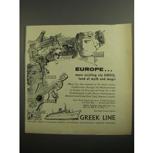1956 Greek Line Cruise Ad - Europe.. more exciting via Greece, land of myth