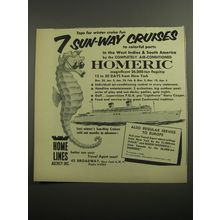 1956 Home Lines Cruise Ad - Tops for winter cruise fun 7 sun-way cruises