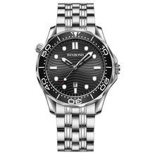 BINBOND B2820 Luminous 30m Waterproof Men Sports Quartz Watch, White Steel Black