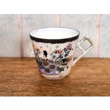 Japanese Art Deco Tea Cup, Vintage Oriental Porcelain, Eggshell China 1930s 1920