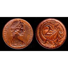Australia Two Cent 1976 Used Coin Frilled neck-lizard 2c QE II