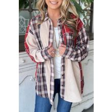 Plaid Corduroy Patchwork Shacket
