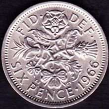 1966 Great Britain 6 Pence Coin