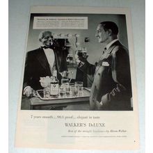 1956 Walker's Deluxe Whiskey Ad w/ Basil Rathbone