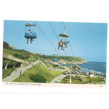 THE CHAIR LIFT at SCALBY MILLS, SCARBOROUGH, YORKSHIRE vintage unused postcard #