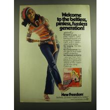 1972 Kotex New Freedom Napkin Ad - Welcome to the beltless, pinless, fussless