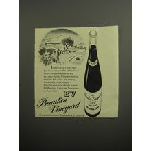 1951 BV Beaulieu Vineyard Riesling Wine Advertisement